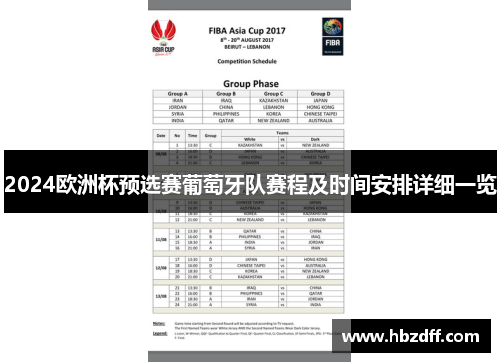 2024欧洲杯预选赛葡萄牙队赛程及时间安排详细一览